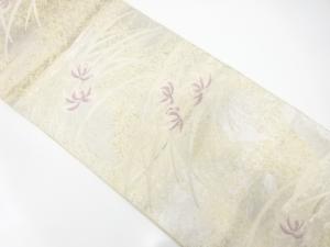 アンティーク 引箔 草花模様織り出し袋帯(着用可)